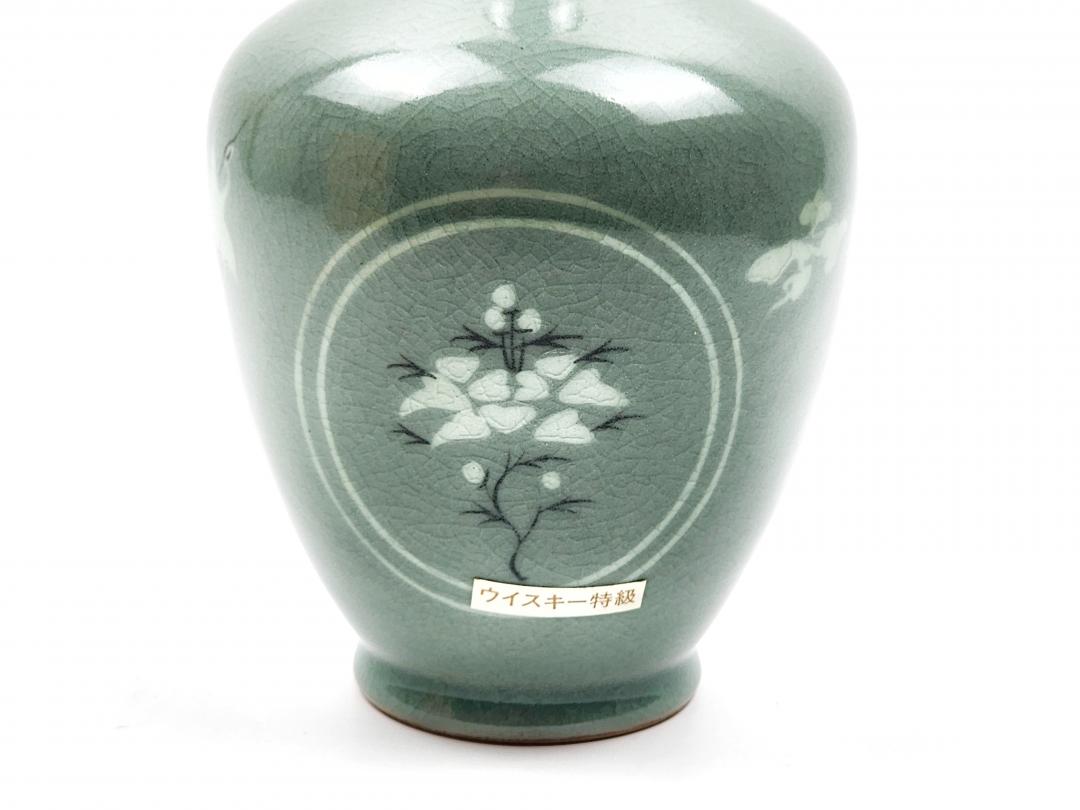 非常罕见】80年代Nikka 绝版「云鹤草华文样」高丽青瓷陶瓷瓶特级日本