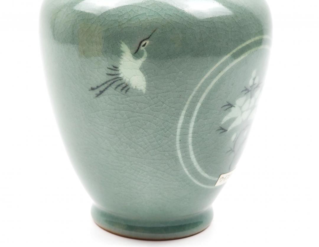 非常罕见】80年代Nikka 绝版「云鹤草华文样」高丽青瓷陶瓷瓶特级日本
