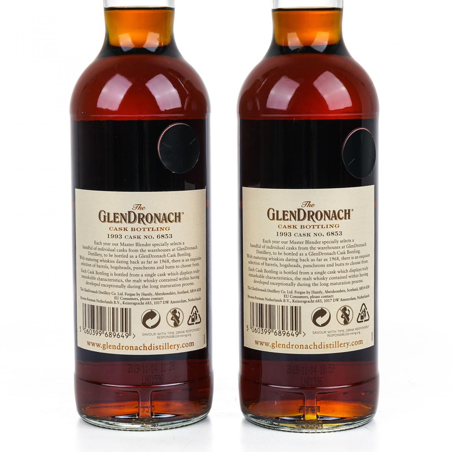 Glendronach 格兰多纳 26年 1993-2019 雪莉单桶#6853 2瓶组