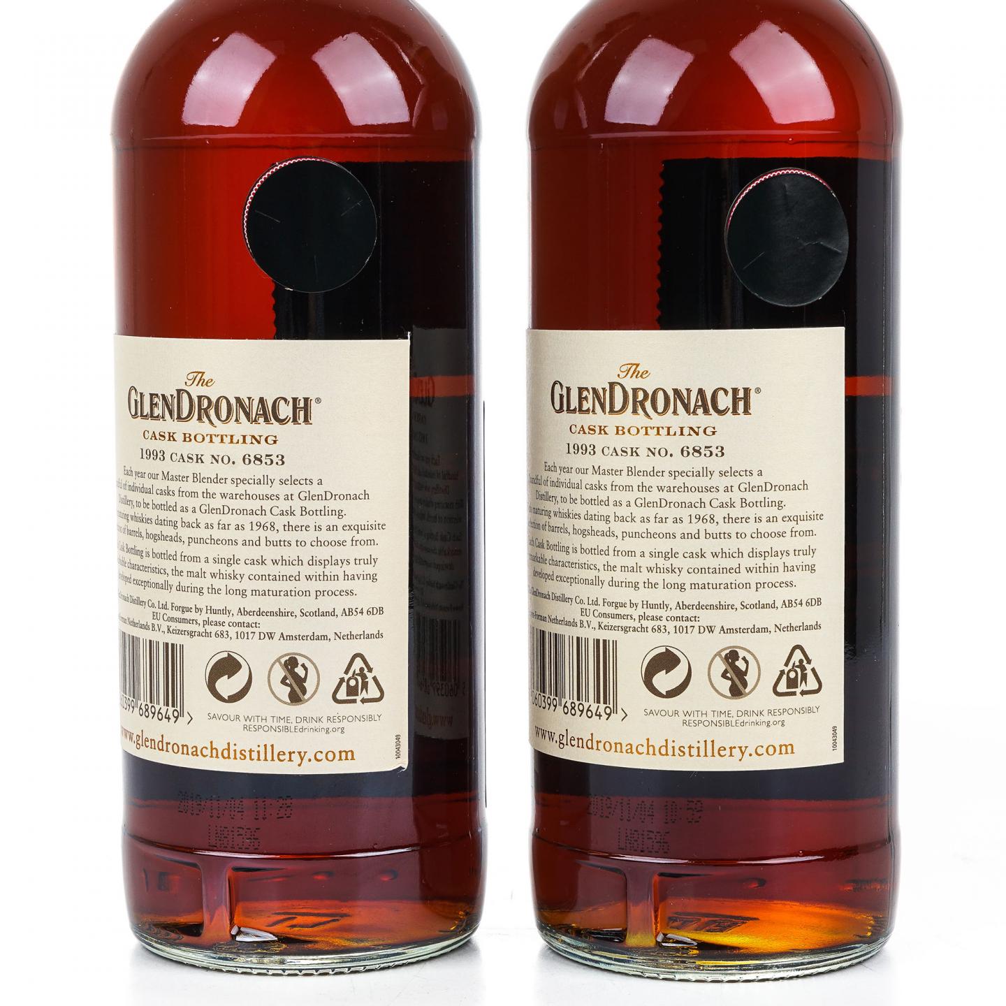 Glendronach 格兰多纳 26年 1993-2019 雪莉单桶#6853 2瓶组