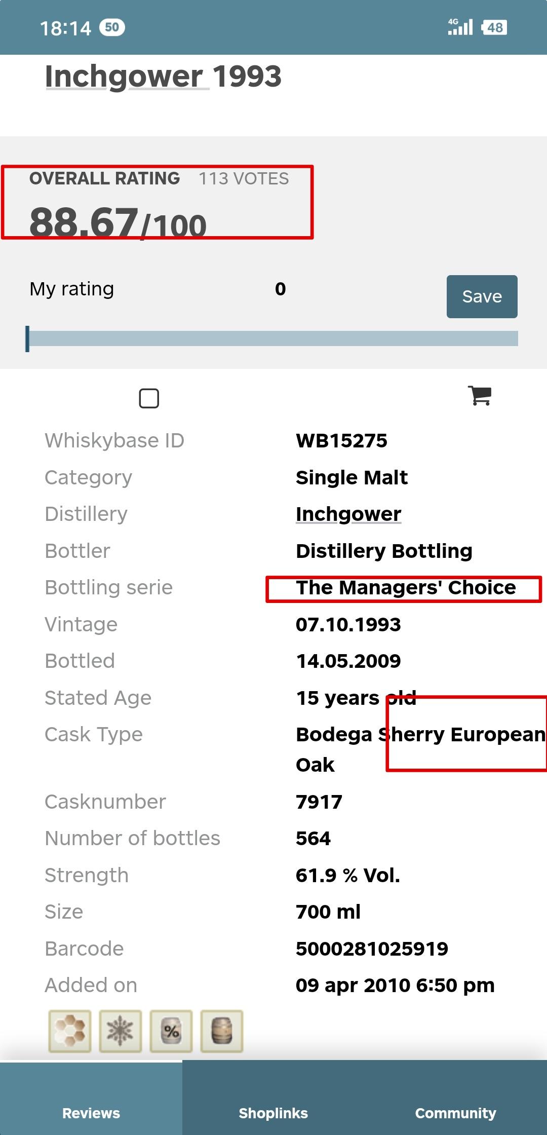 Inchgower1993经理之选欧洲雪莉桶