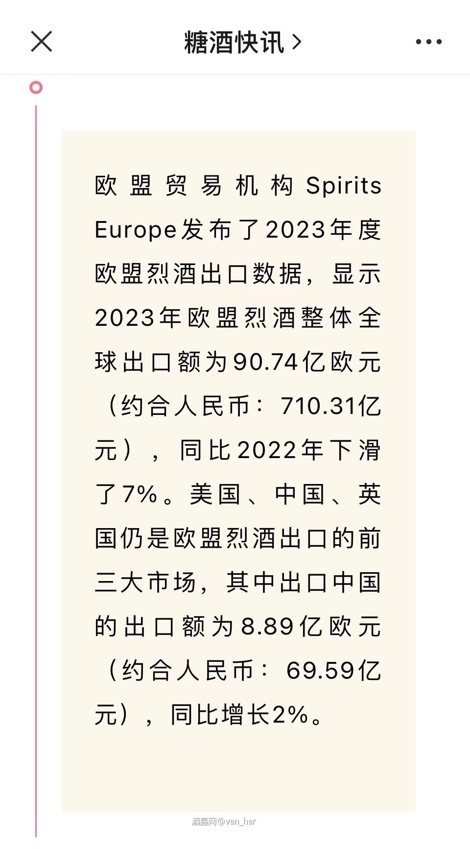 欧盟烈酒出口下滑