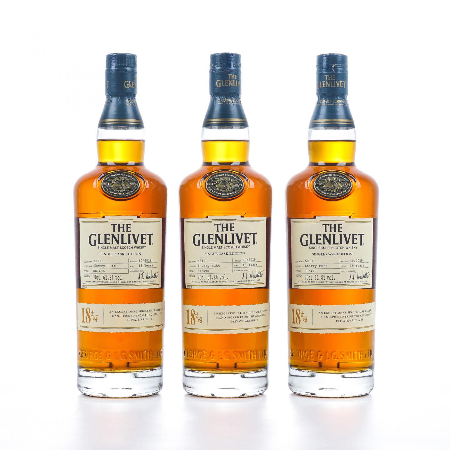 Glenlivet 格兰威特 18年 2019 雪莉单桶#5813 国行 3瓶组