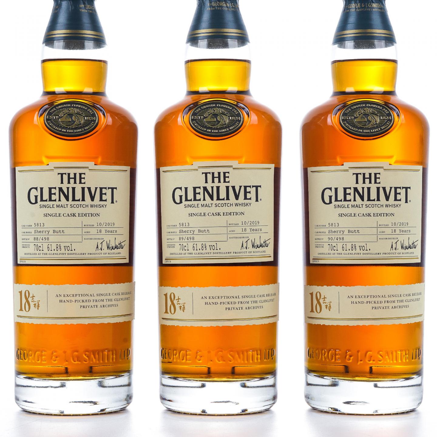 Glenlivet 格兰威特 18年 2019 雪莉单桶#5813 国行 3瓶组