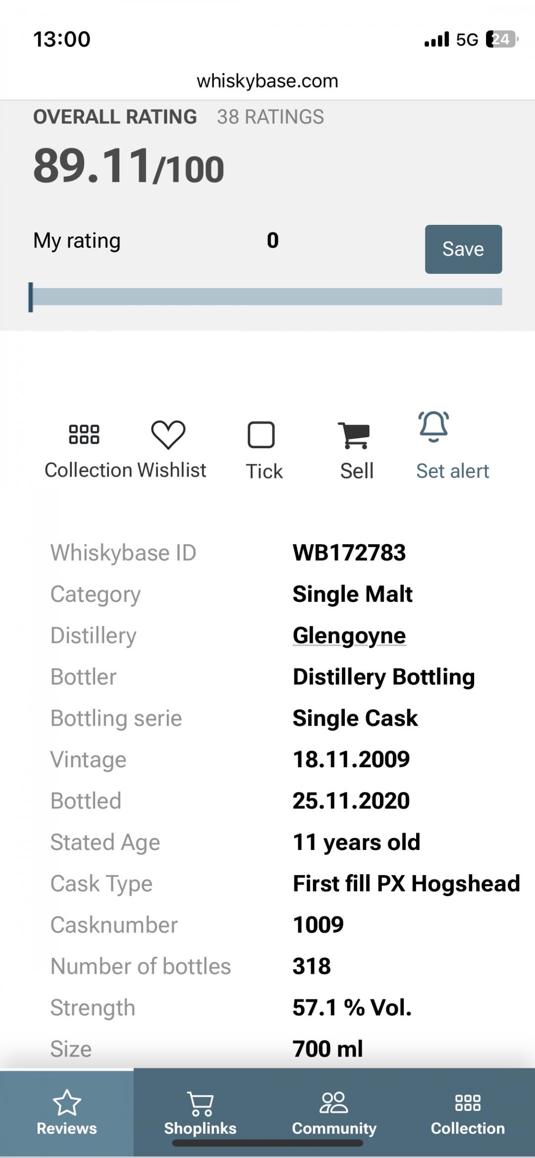 格兰哥尼 11年 初填雪莉桶 酒厂经理 选桶 家族精选桶 非常稀少 装瓶318支 值得收藏与品鉴