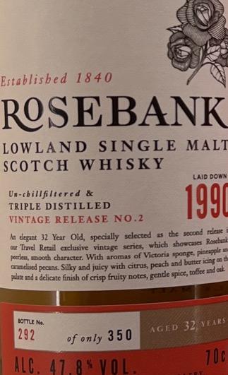 罗斯班克1990,32年,限量350瓶,感兴趣的来