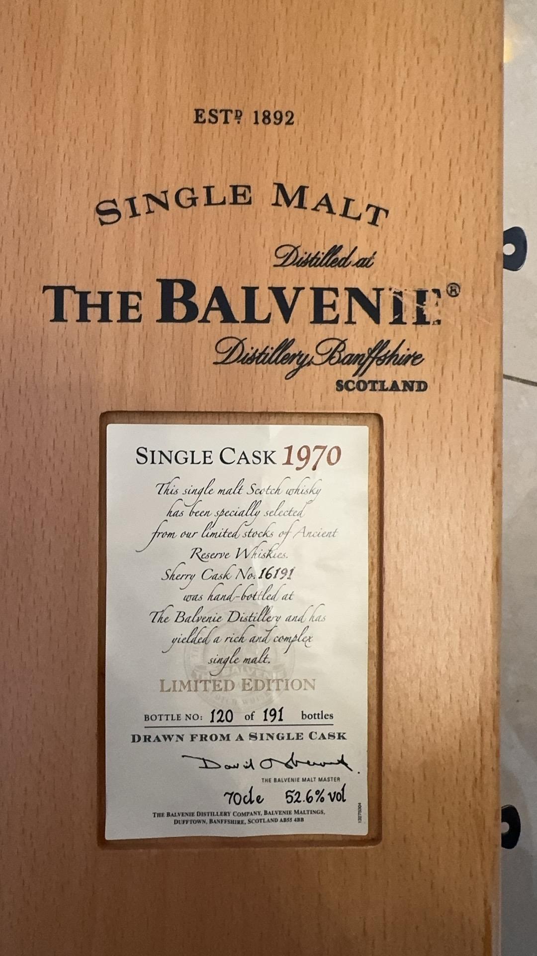 百富1970,Balvenie 1970,single cask#16191