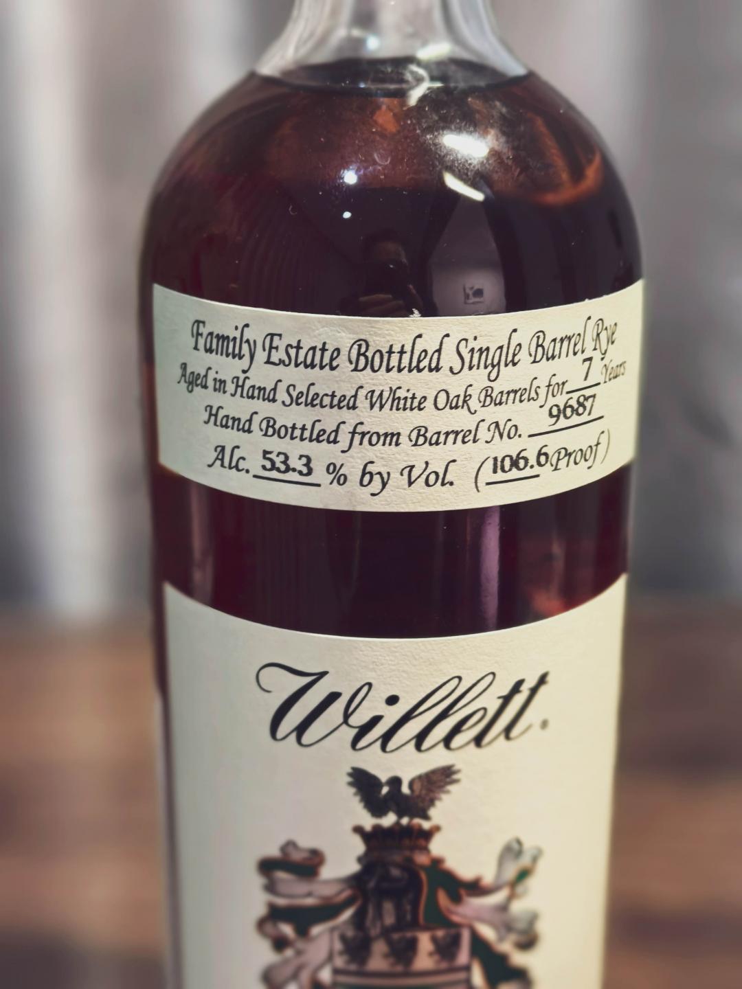 Willett 威利特7年家族庄园White Oak单桶 #9687黑麦 包邮