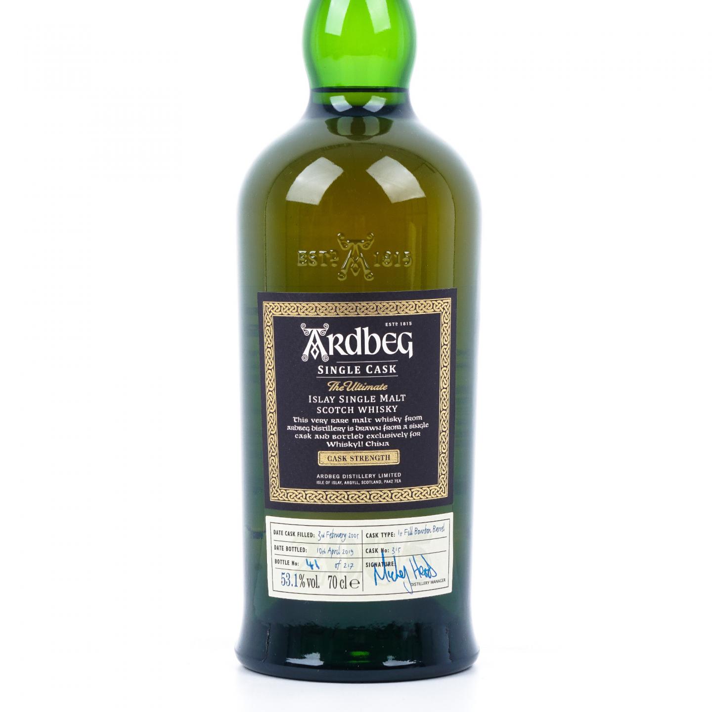 Ardbeg 阿贝 2005-2019 Whisky L! 波本桶#315 行货