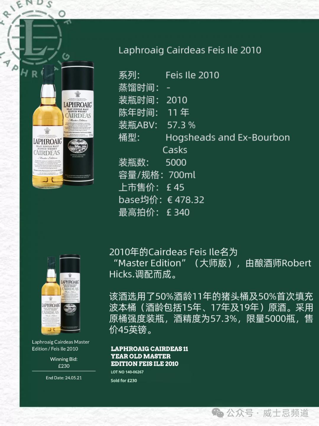 拉弗格 2010 岛节 友谊限定版 大师版 酒龄是 P的 11年酒液 加 15-17-19年的酒液 调制而成 市面非常稀缺 值得收藏与品鉴