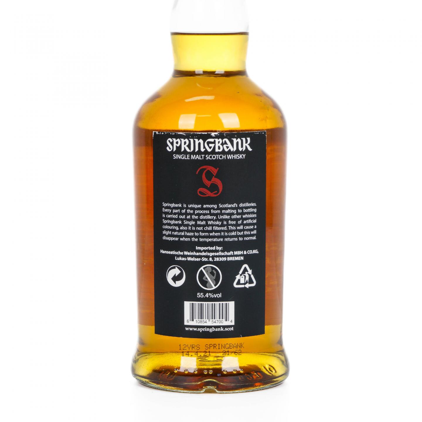 Springbank 云顶 12年 2021 桶强 55.4%
