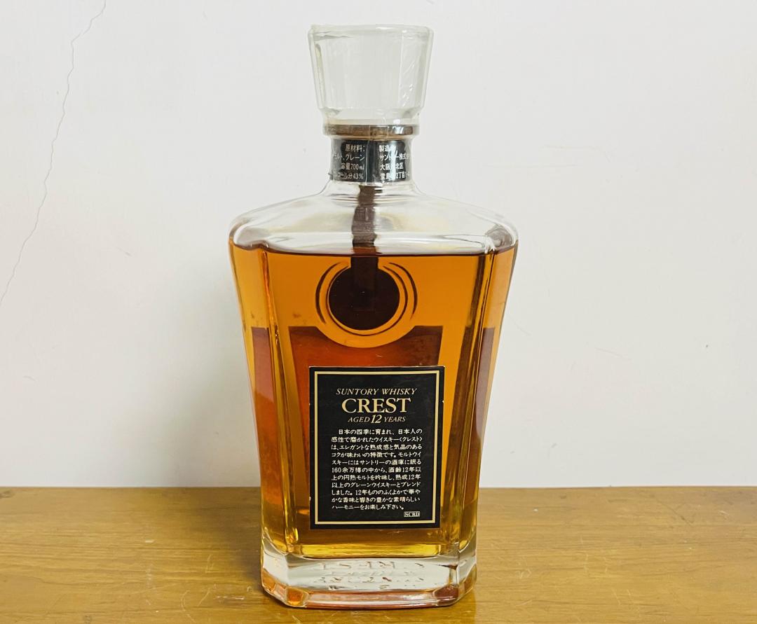 1990年 三得利 双狮标首版「CREST 12年」水晶瓶威士忌