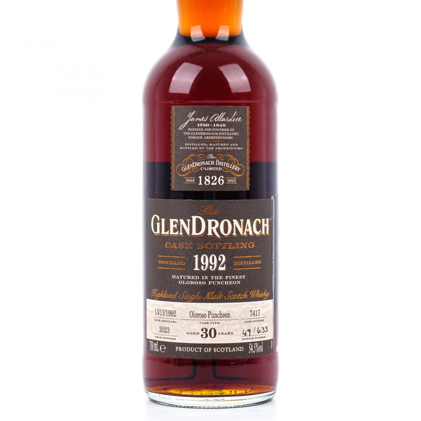 Glendronach 格兰多纳 30年 1992-2023 雪莉桶#7417 瓶码49