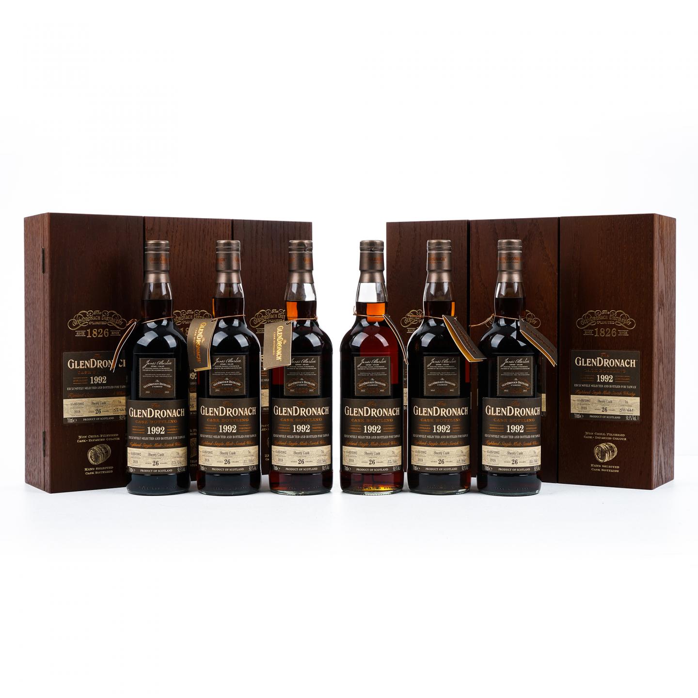Glendronach 格兰多纳 26年 1992-2018 雪莉桶#74 6瓶组