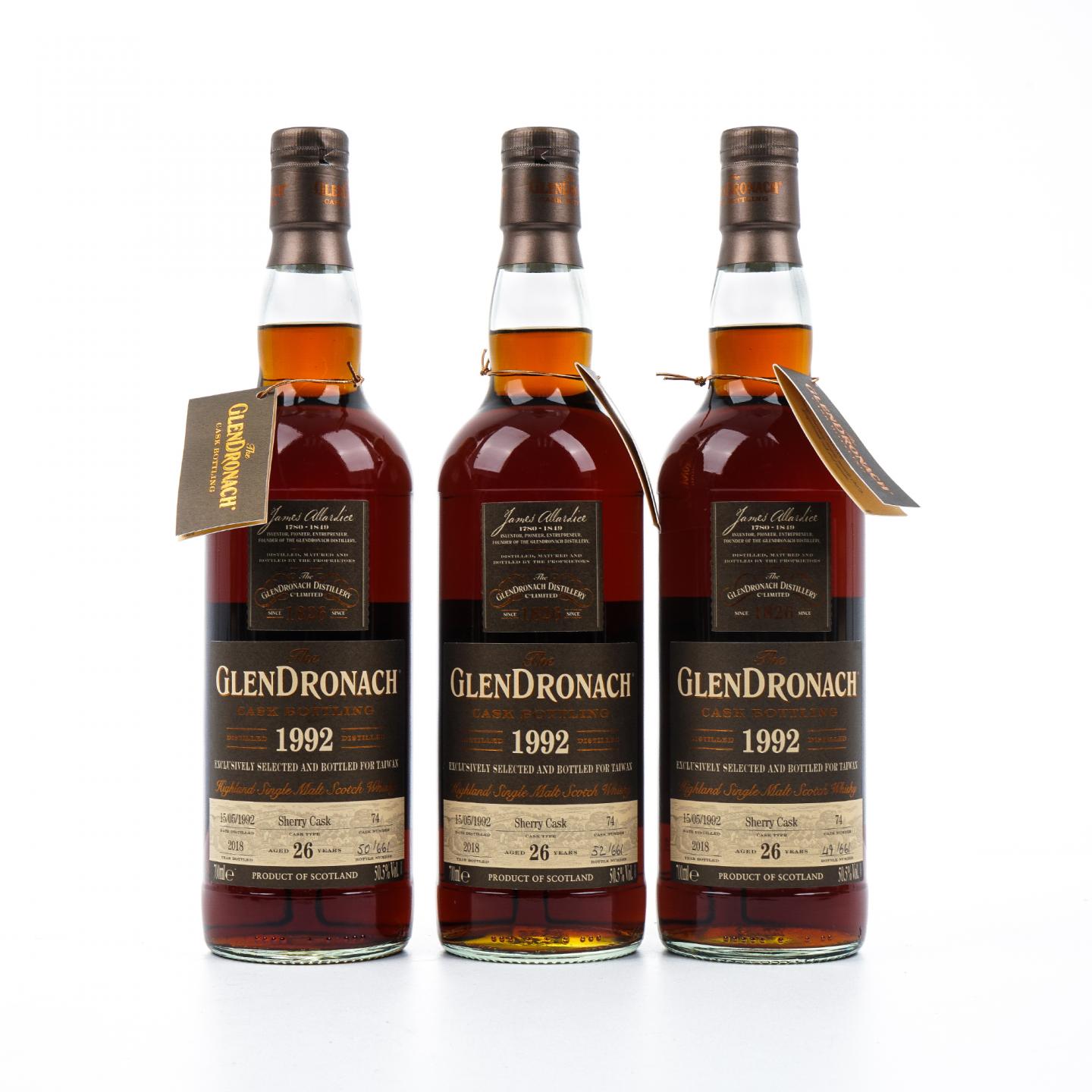 Glendronach 格兰多纳 26年 1992-2018 雪莉桶#74 6瓶组