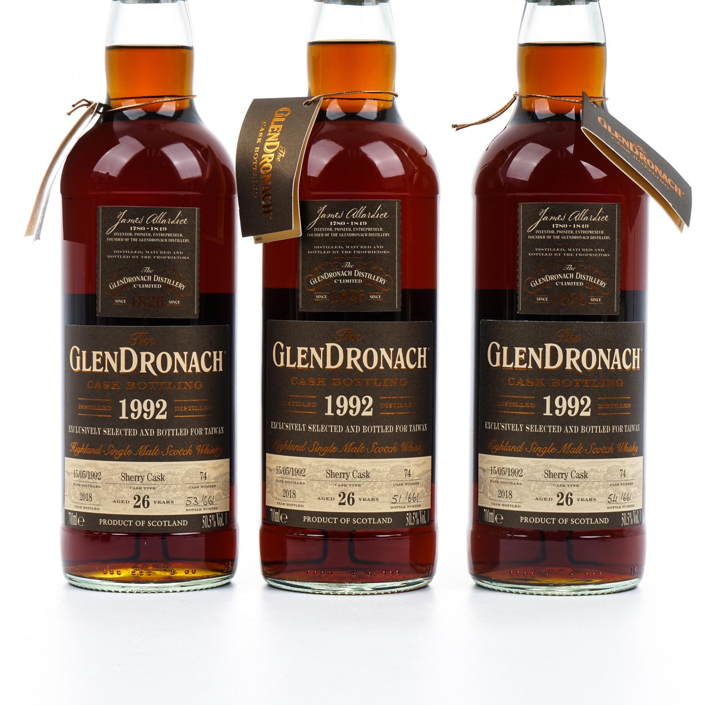 Glendronach 格兰多纳 26年 1992-2018 雪莉桶#74 6瓶组