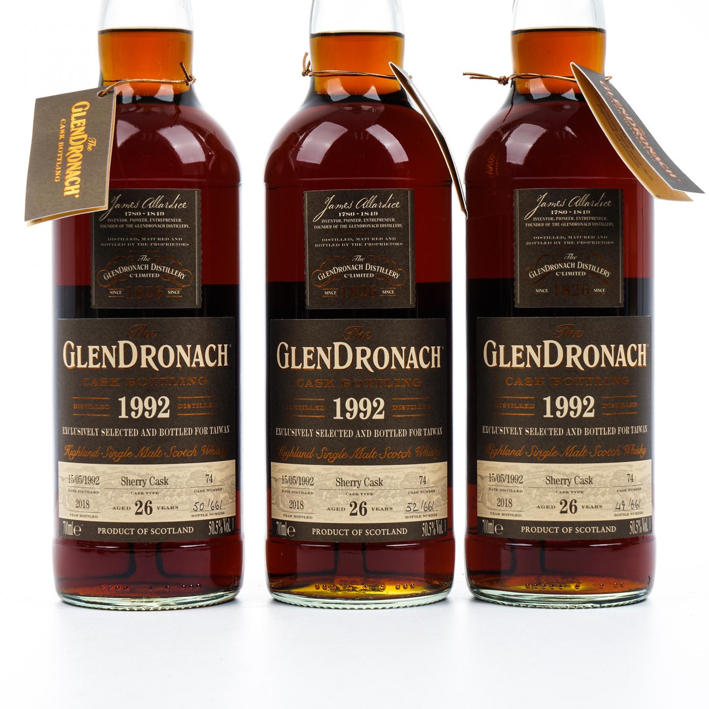 Glendronach 格兰多纳 26年 1992-2018 雪莉桶#74 6瓶组
