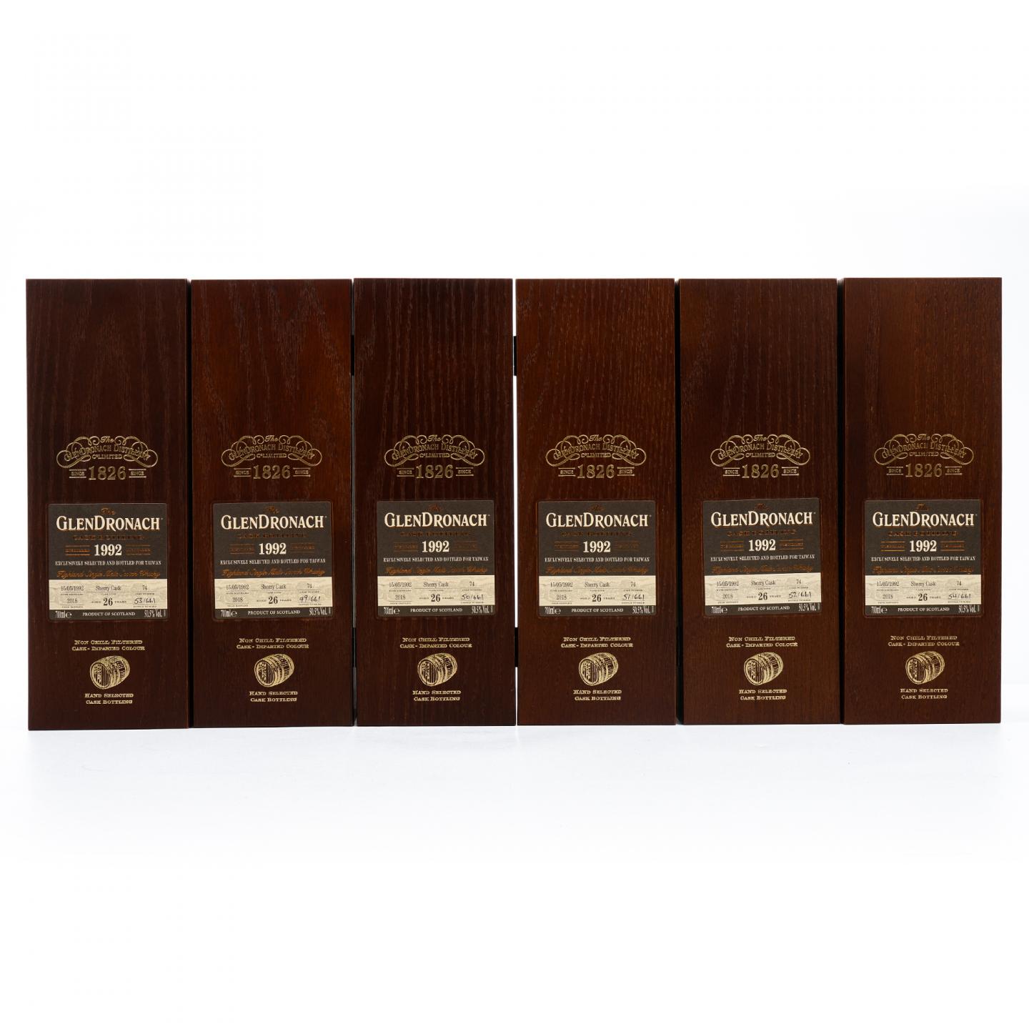 Glendronach 格兰多纳 26年 1992-2018 雪莉桶#74 6瓶组