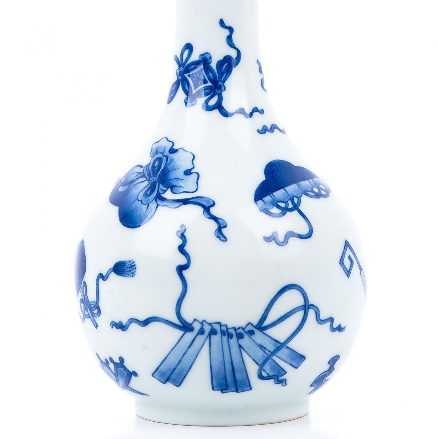 白州 染付宝尽【福】文柑子口瓶 有田烧 600ml