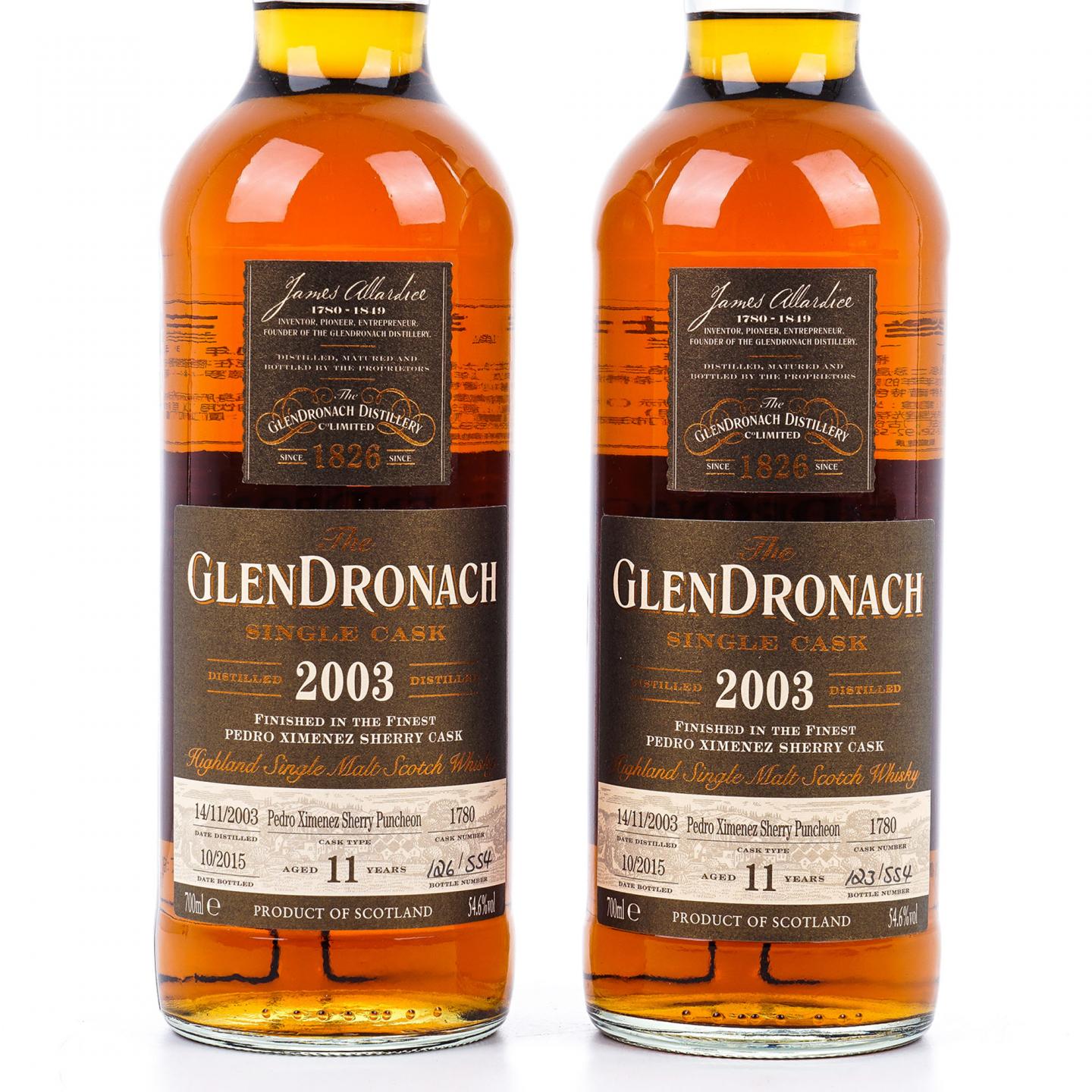 Glendronach 格兰多纳 11年 2003-2015 单桶#1780 2支组