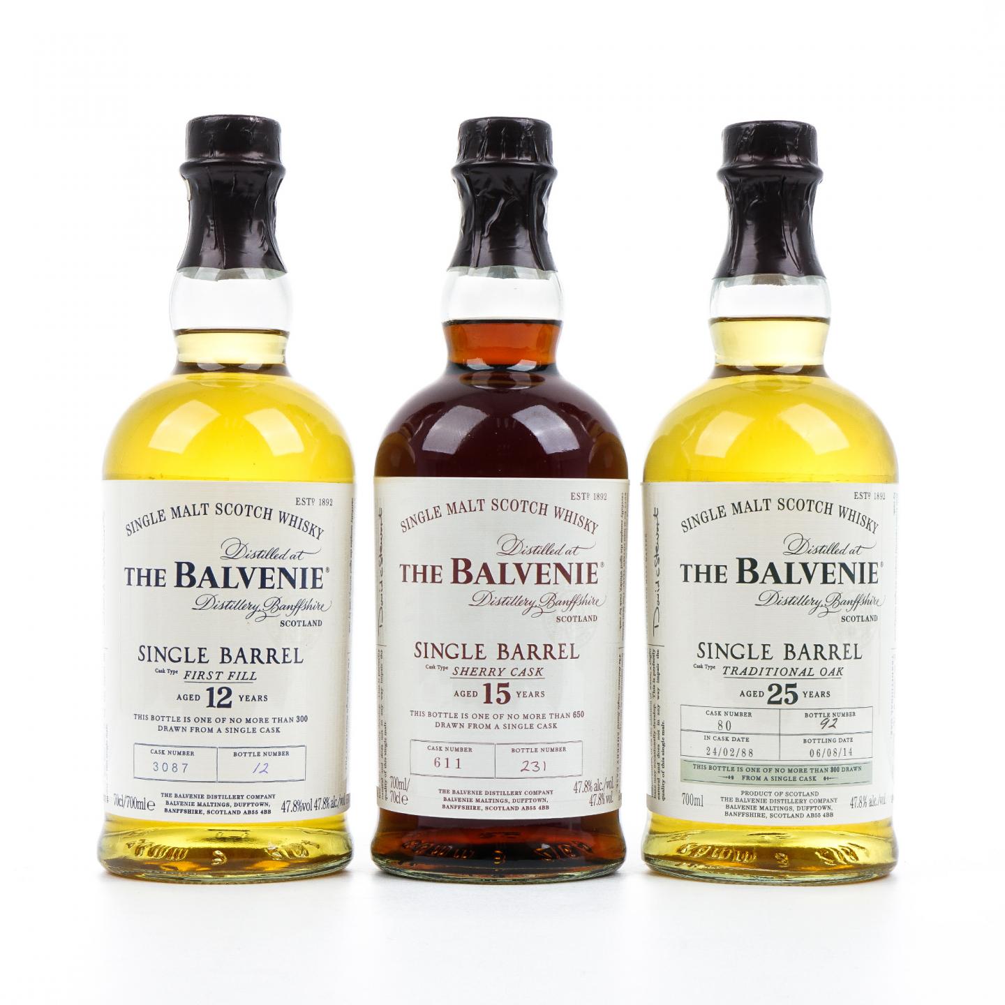 Balvenie 百富 12/15/25年 单桶 3支组