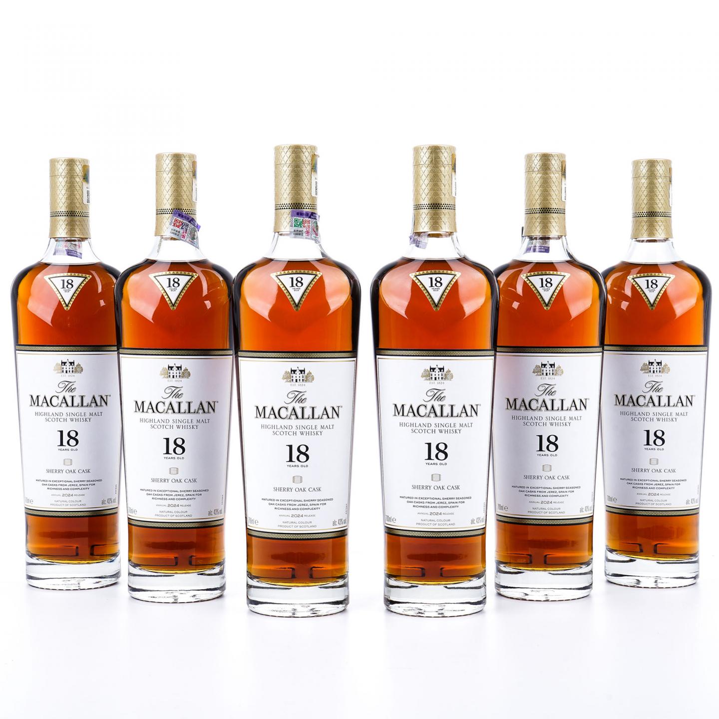 【附X光图】Macallan 麦卡伦 18年 2024 雪莉桶 6瓶组