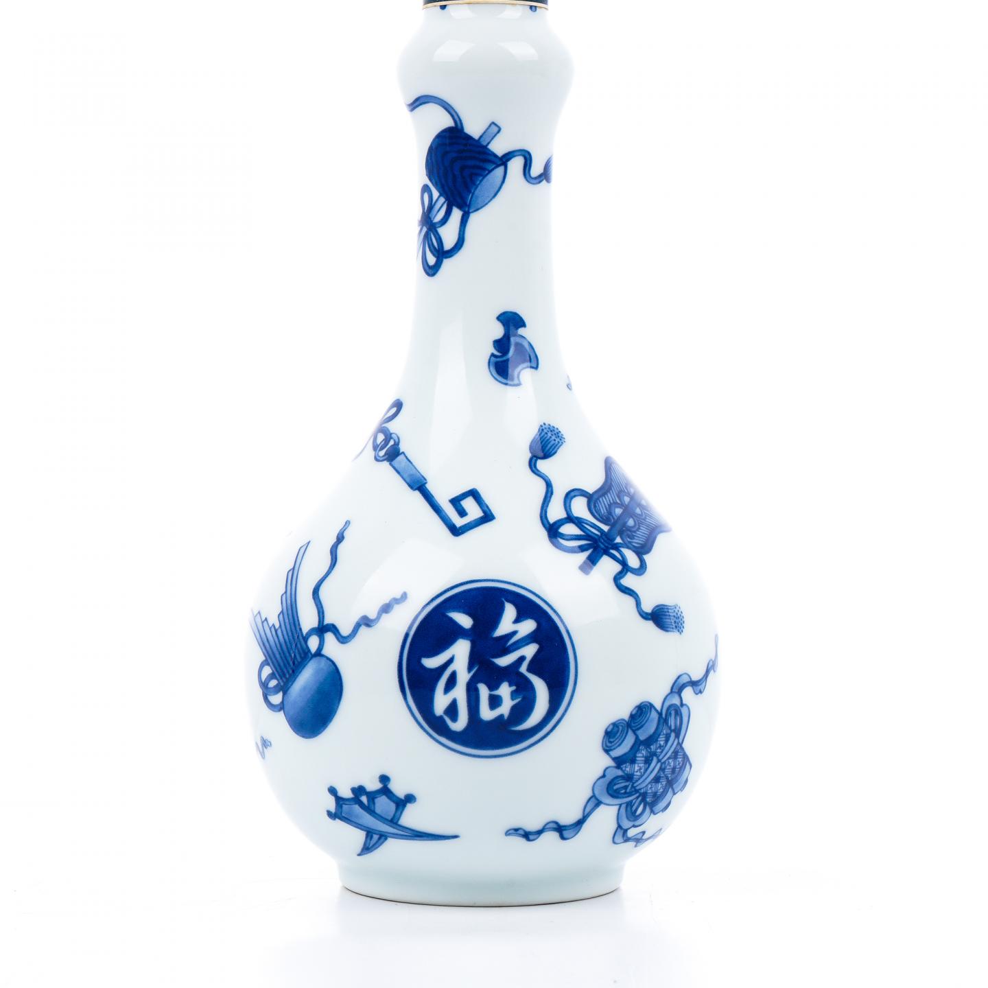 白州 染付宝尽【福】文柑子口瓶 有田烧 600ml
