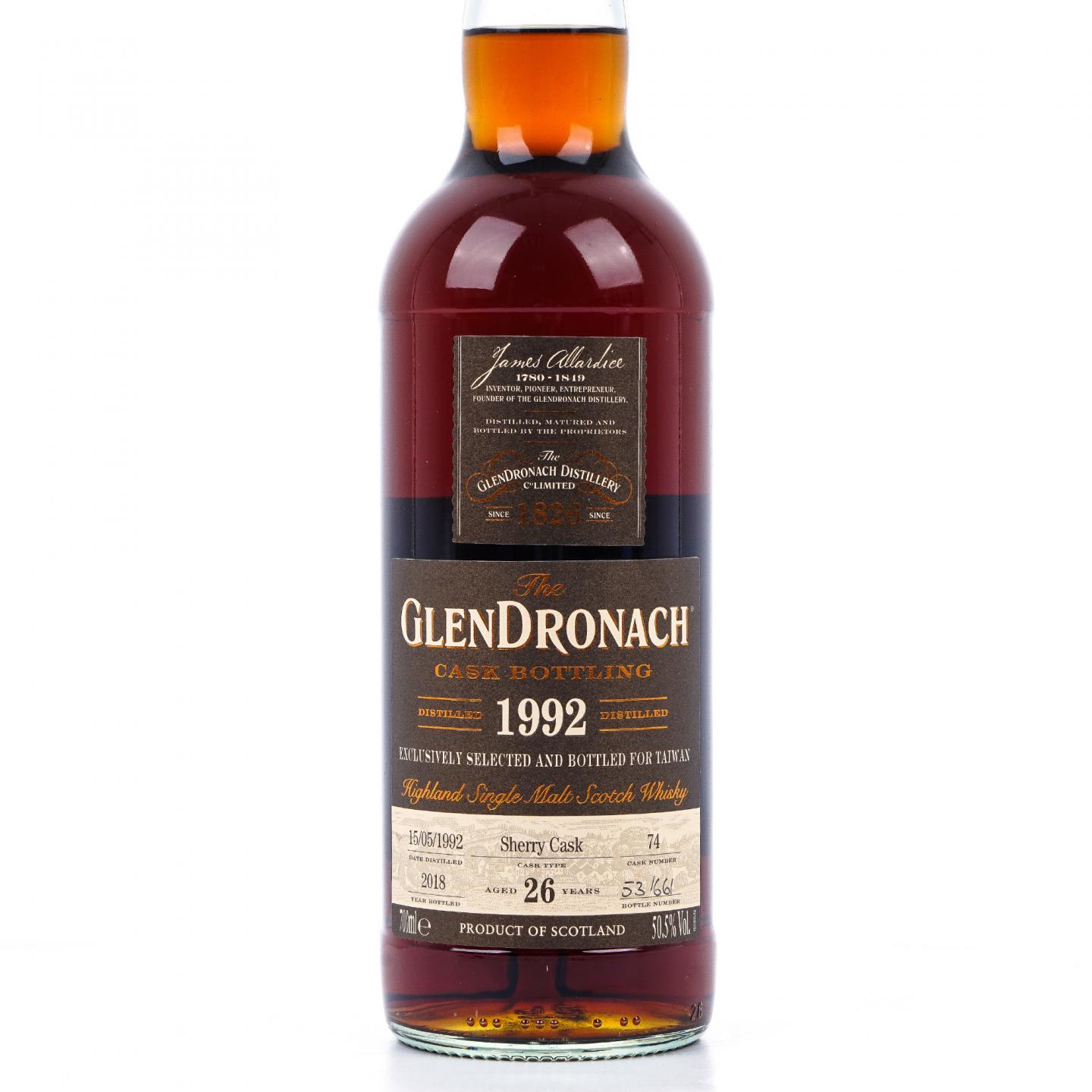Glendronach 格兰多纳 26年 1992-2018 雪莉桶#74