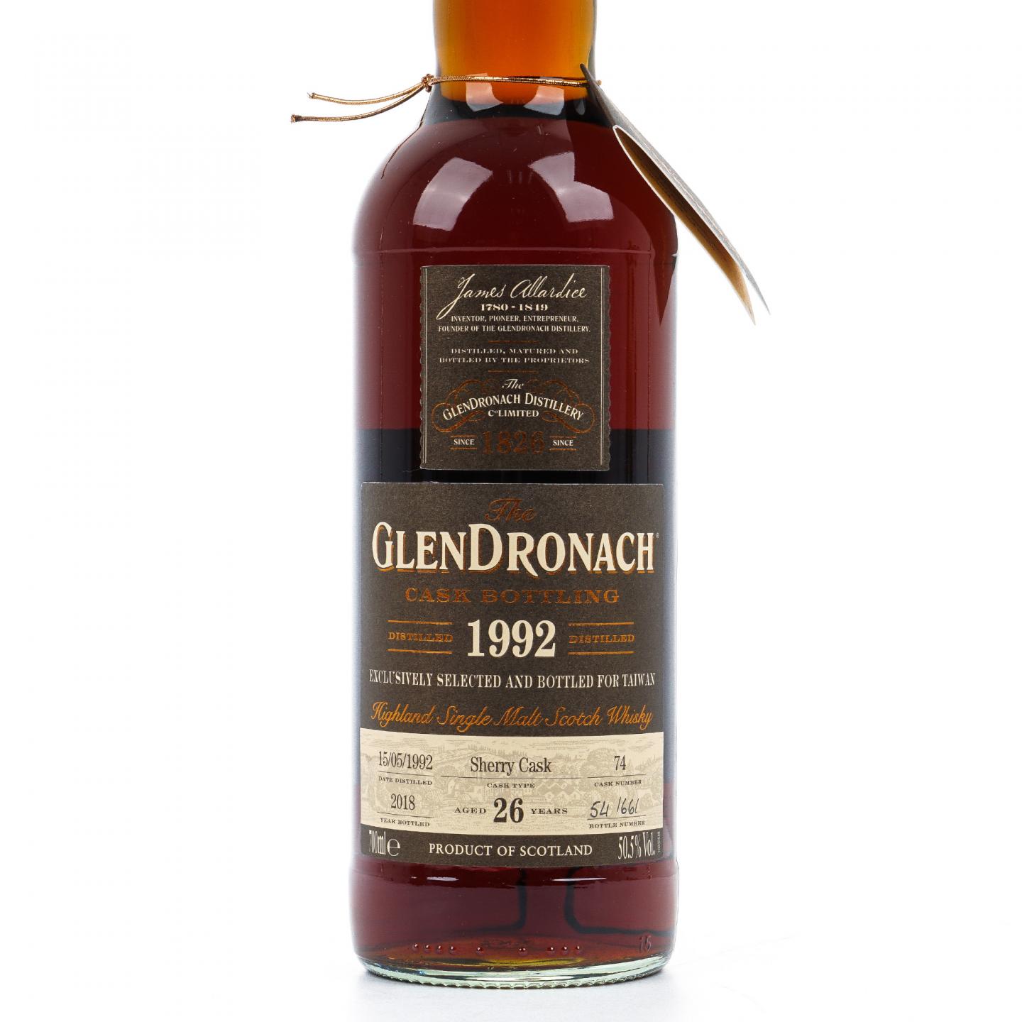 Glendronach 格兰多纳 26年 1992-2018 雪莉桶#74