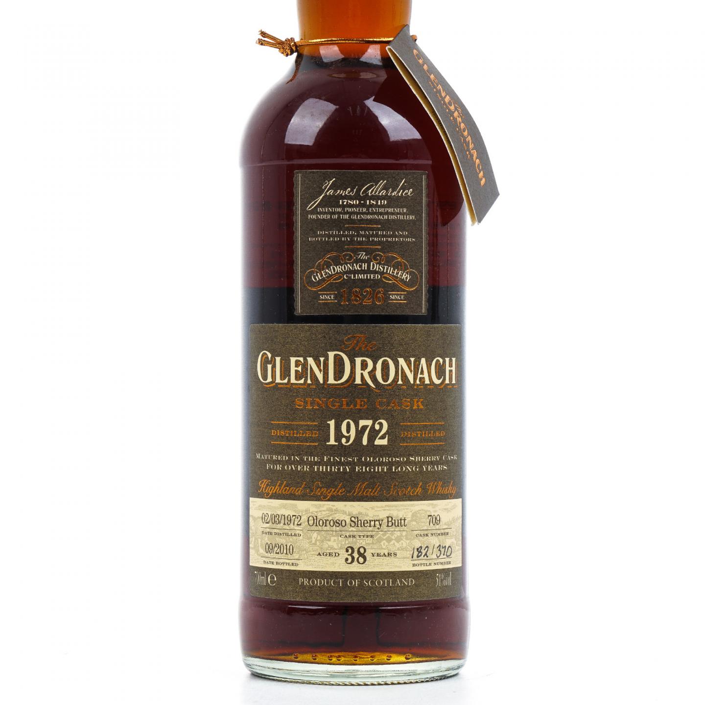 Glendronach 格兰多纳 38年 1972-2010 雪莉桶#709