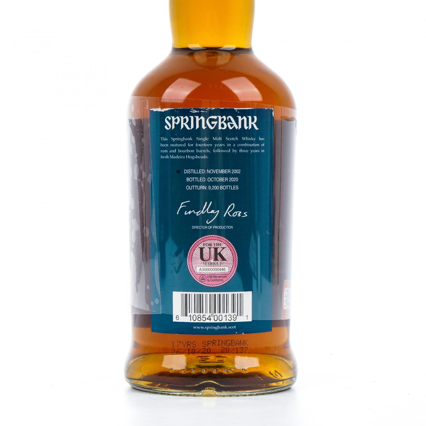 Springbank 云顶 17年 2002-2020 MADEIRA WOOD
