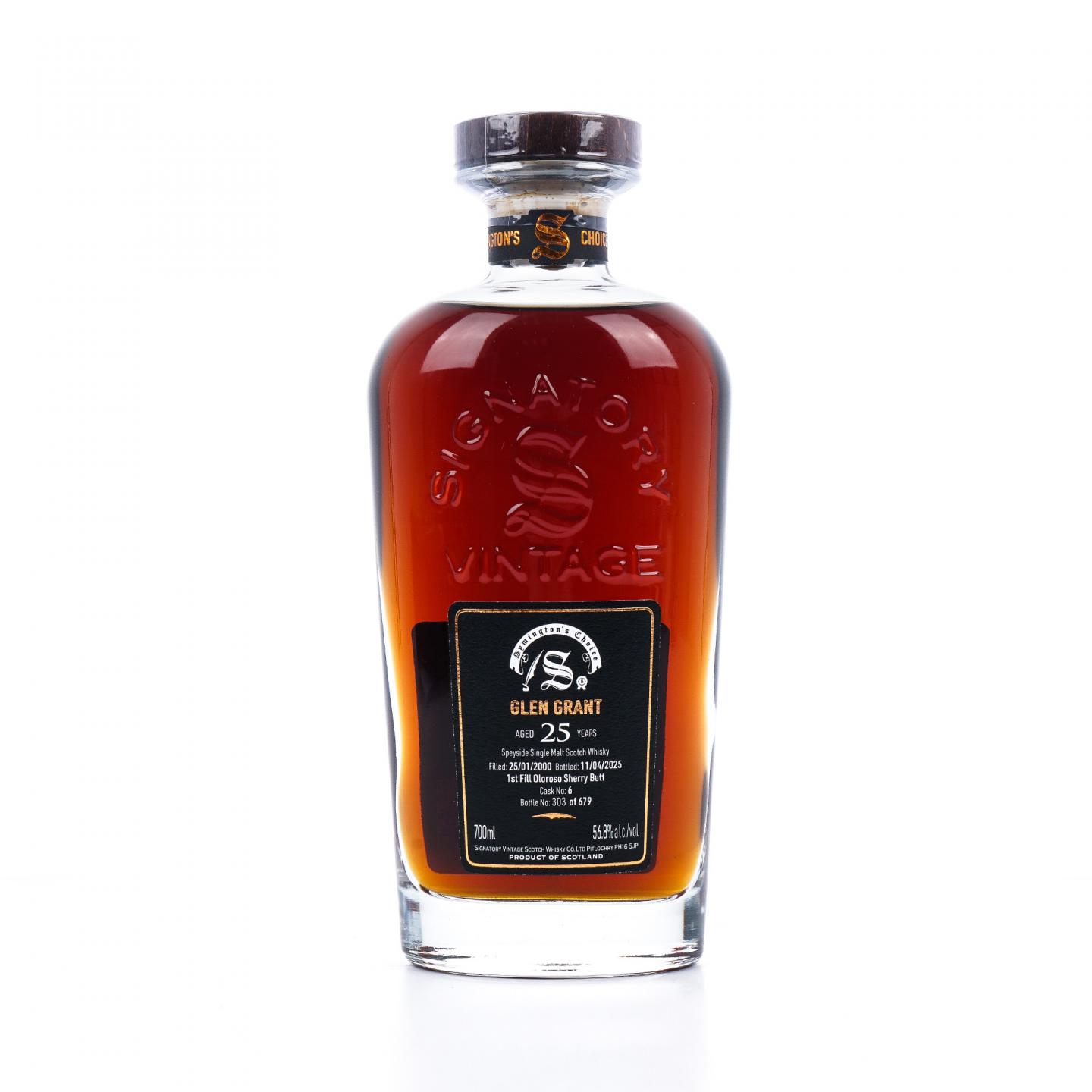 Glen Grant 格兰冠 25年 2000-2025 初填雪莉桶 桶强 SV