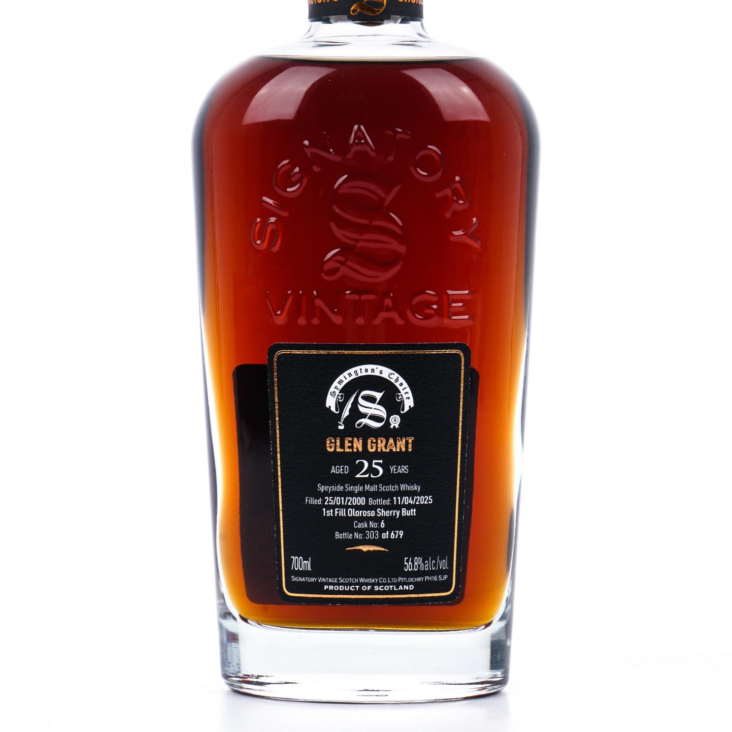 Glen Grant 格兰冠 25年 2000-2025 初填雪莉桶 桶强 SV