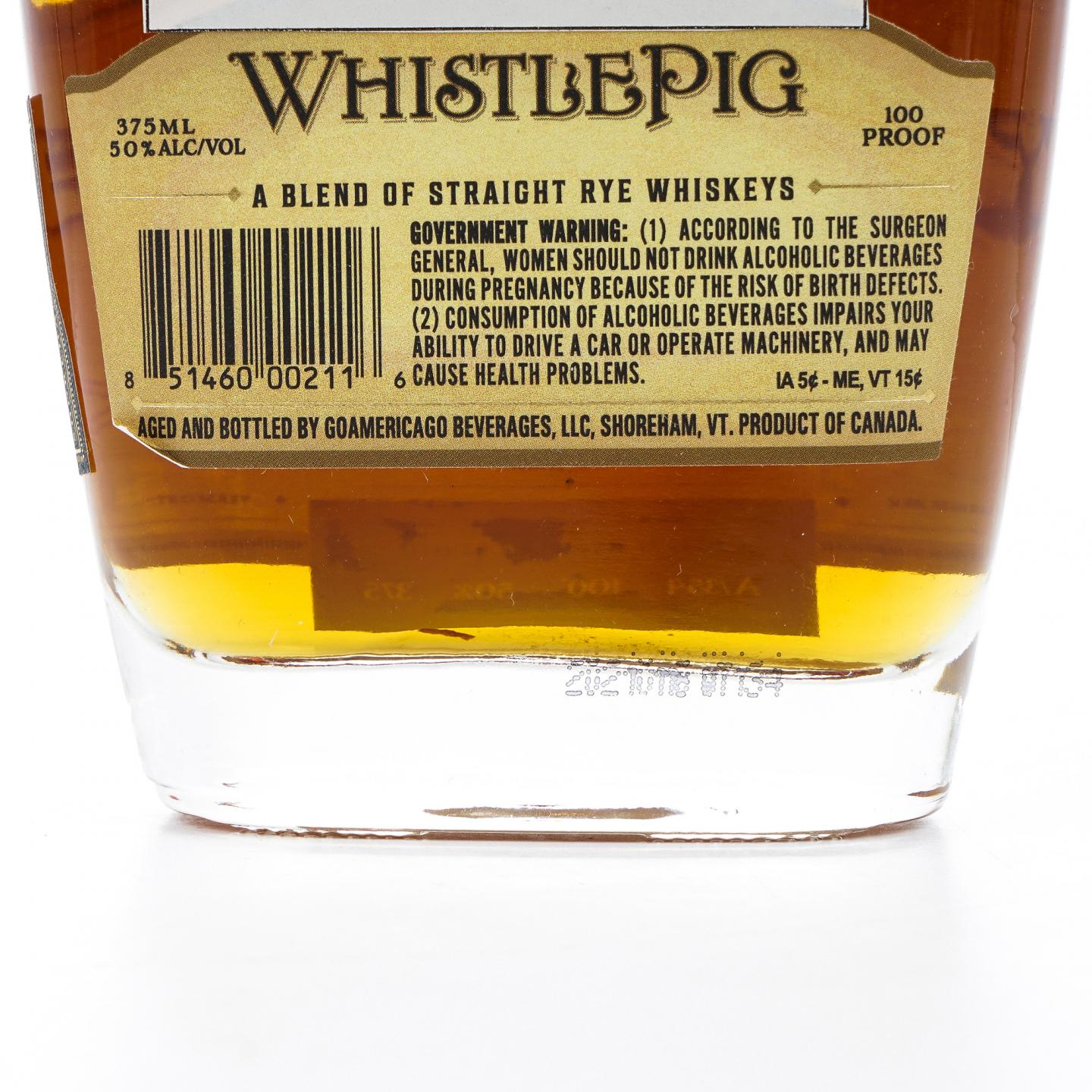 WhistlePig 口哨猪 10年 Rye Whiskey 375ml