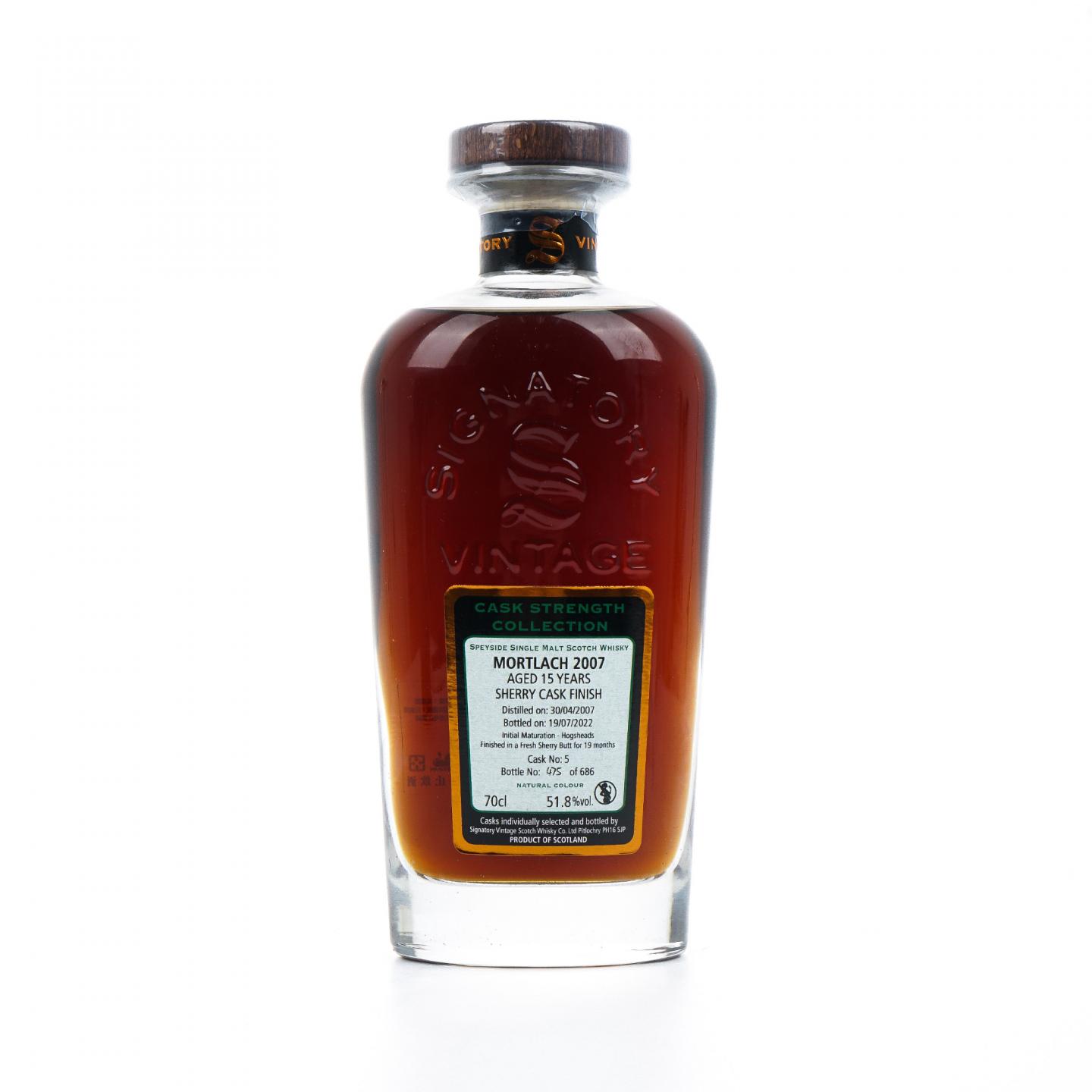 Mortlach 慕赫 15年 2007-2022 桶强 SV 雪莉桶后熟 51.8%