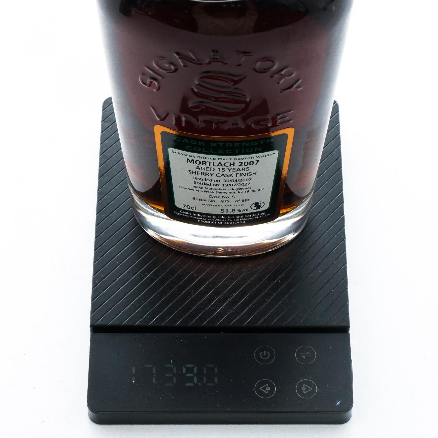 Mortlach 慕赫 15年 2007-2022 桶强 SV 雪莉桶后熟 51.8%