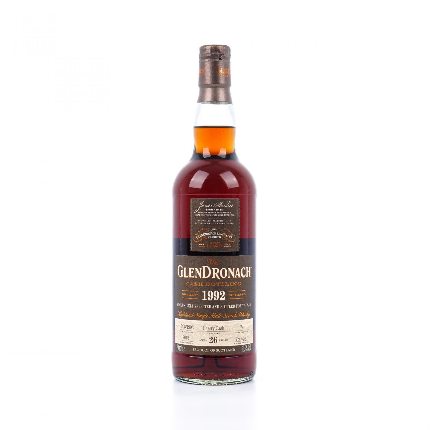 Glendronach 格兰多纳 26年 1992-2018 雪莉桶#74