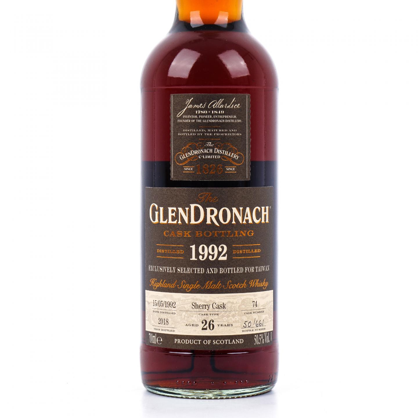 Glendronach 格兰多纳 26年 1992-2018 雪莉桶#74