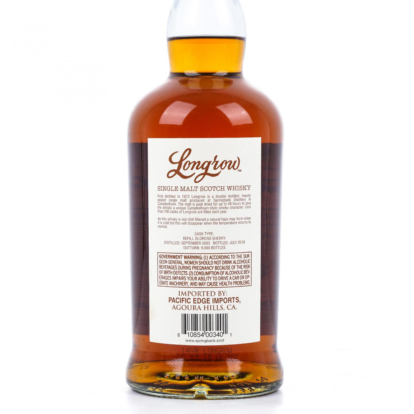Longrow 朗格罗 14年 2003-2018 雪莉桶 750ml