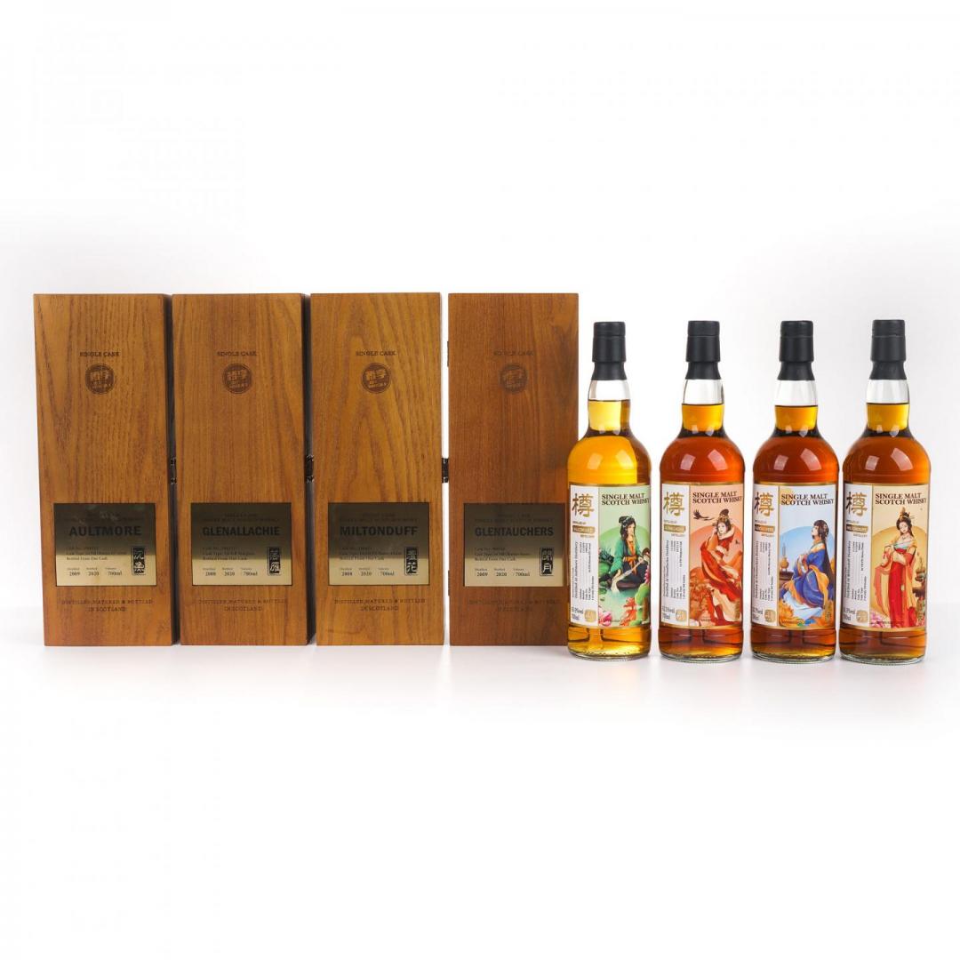 【单桶套装】欧摩11年初填雪莉桶/格兰纳里奇12年初填Margaux红酒桶/格兰道奇11年初填雪莉桶/弥尔顿达夫12年PX雪莉桶「四大美人」单桶单一麦芽威士忌套装4只组