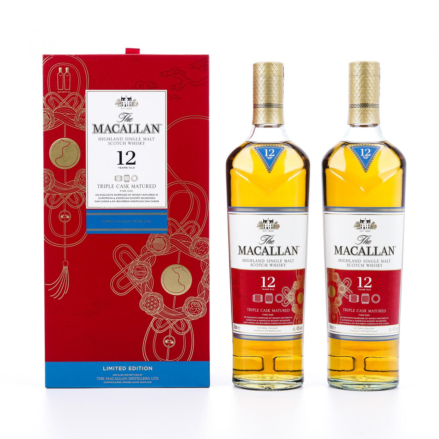 【附X光图】Macallan 麦卡伦 12年 Triple Cask 2020鼠年限定 2支组