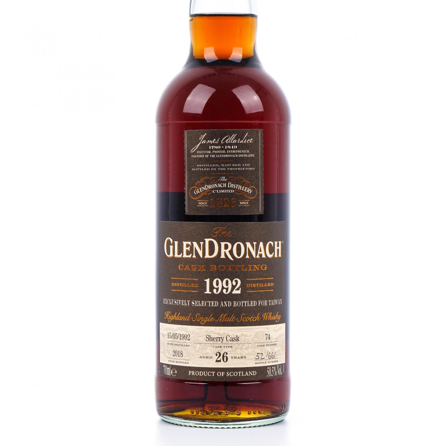 Glendronach 格兰多纳 26年 1992-2018 雪莉桶#74
