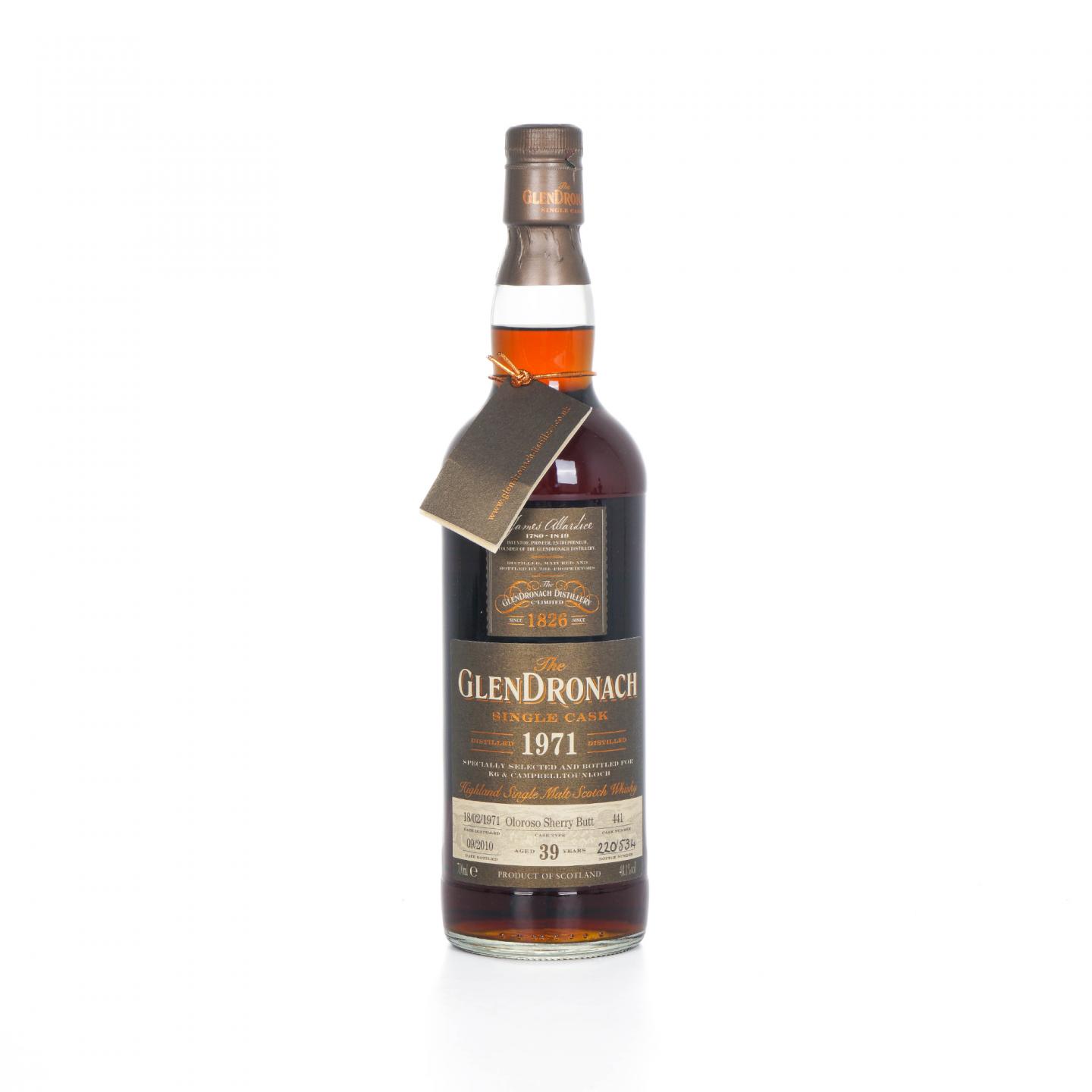 Glendronach 格兰多纳 39年 1971-2010 雪莉单桶#441