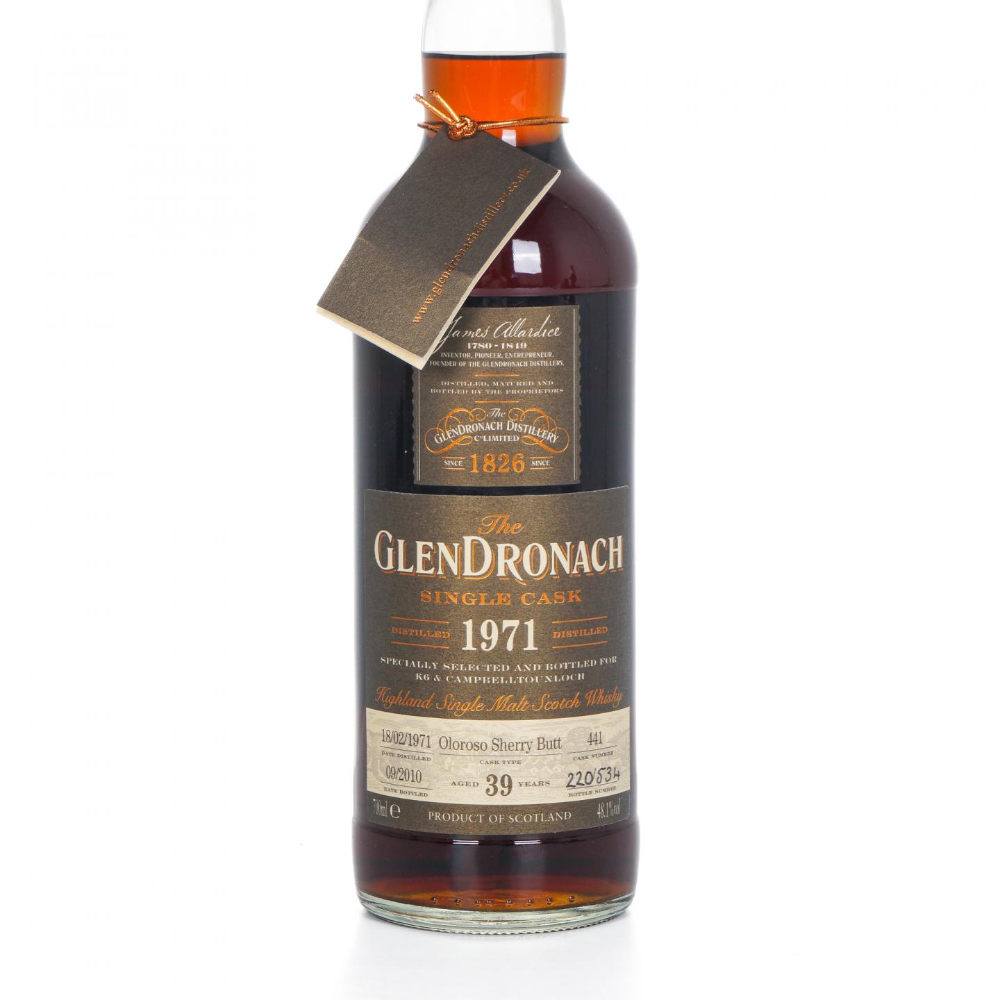 Glendronach 格兰多纳 39年 1971-2010 雪莉单桶#441