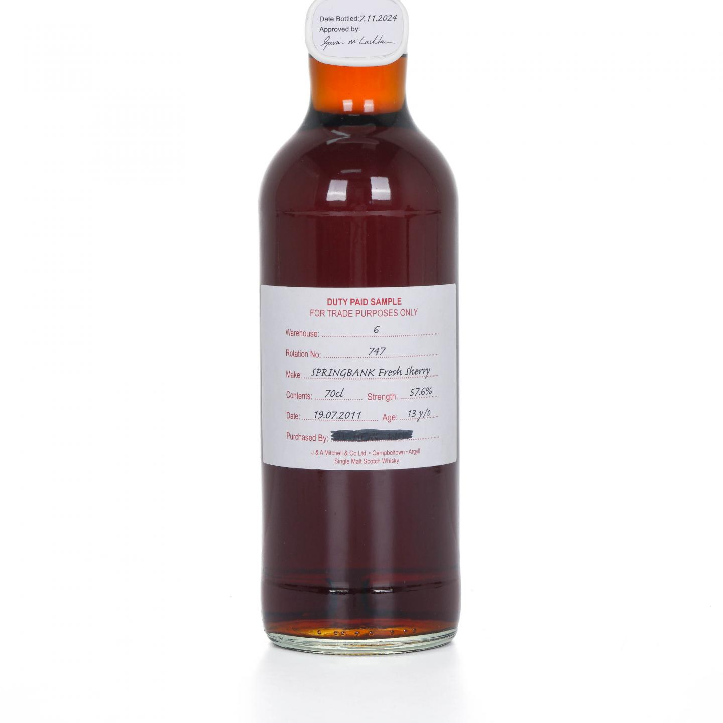 Springbank 云顶 13年 2011 完税瓶 雪莉桶 57.6%Vol.