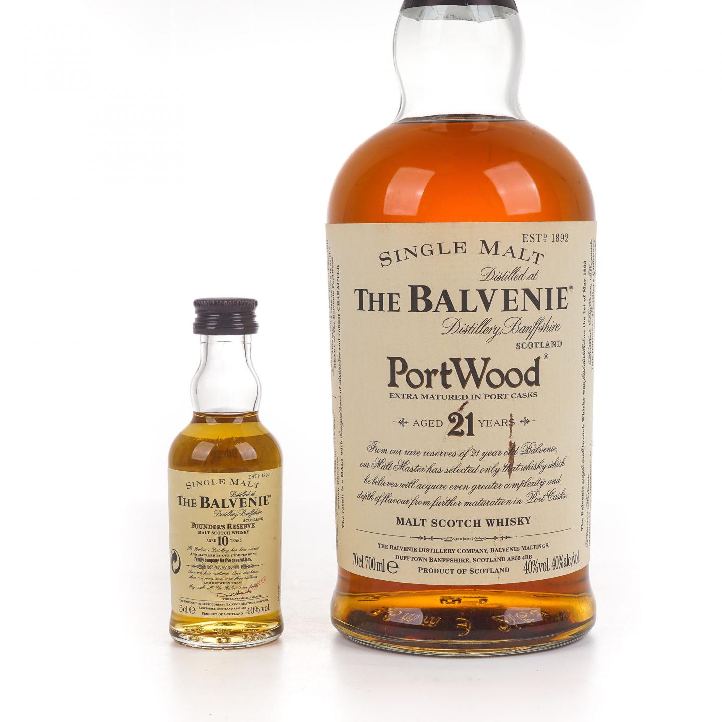 Balvenie 百富 21年 波特桶 700ml +10年 Founder's Reserve 50ml 2瓶组