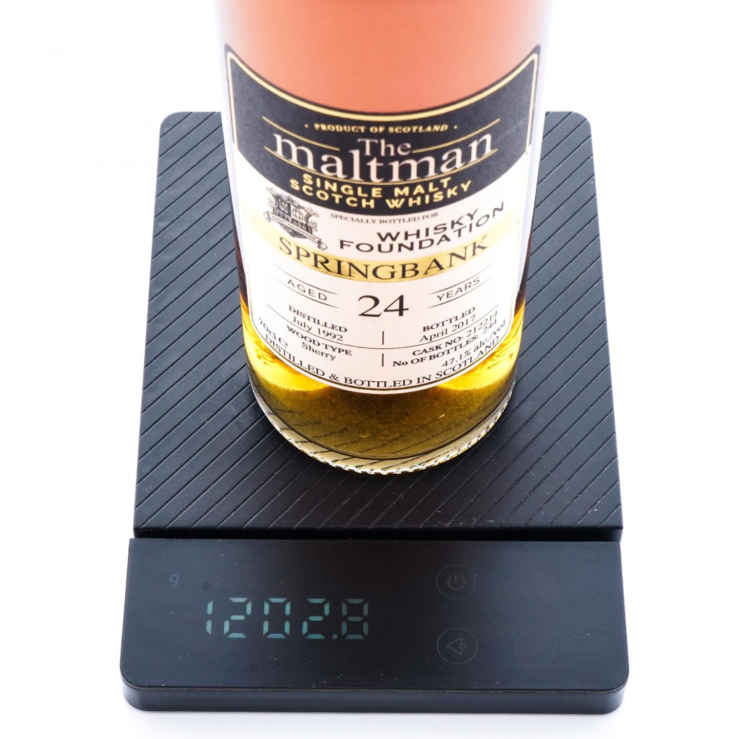 Springbank 云顶 24年 1992-2017 雪莉桶#212214