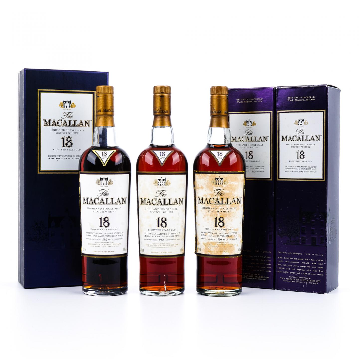 Macallan 麦卡伦 18年 1990/1991/1992 雪莉桶 3瓶组