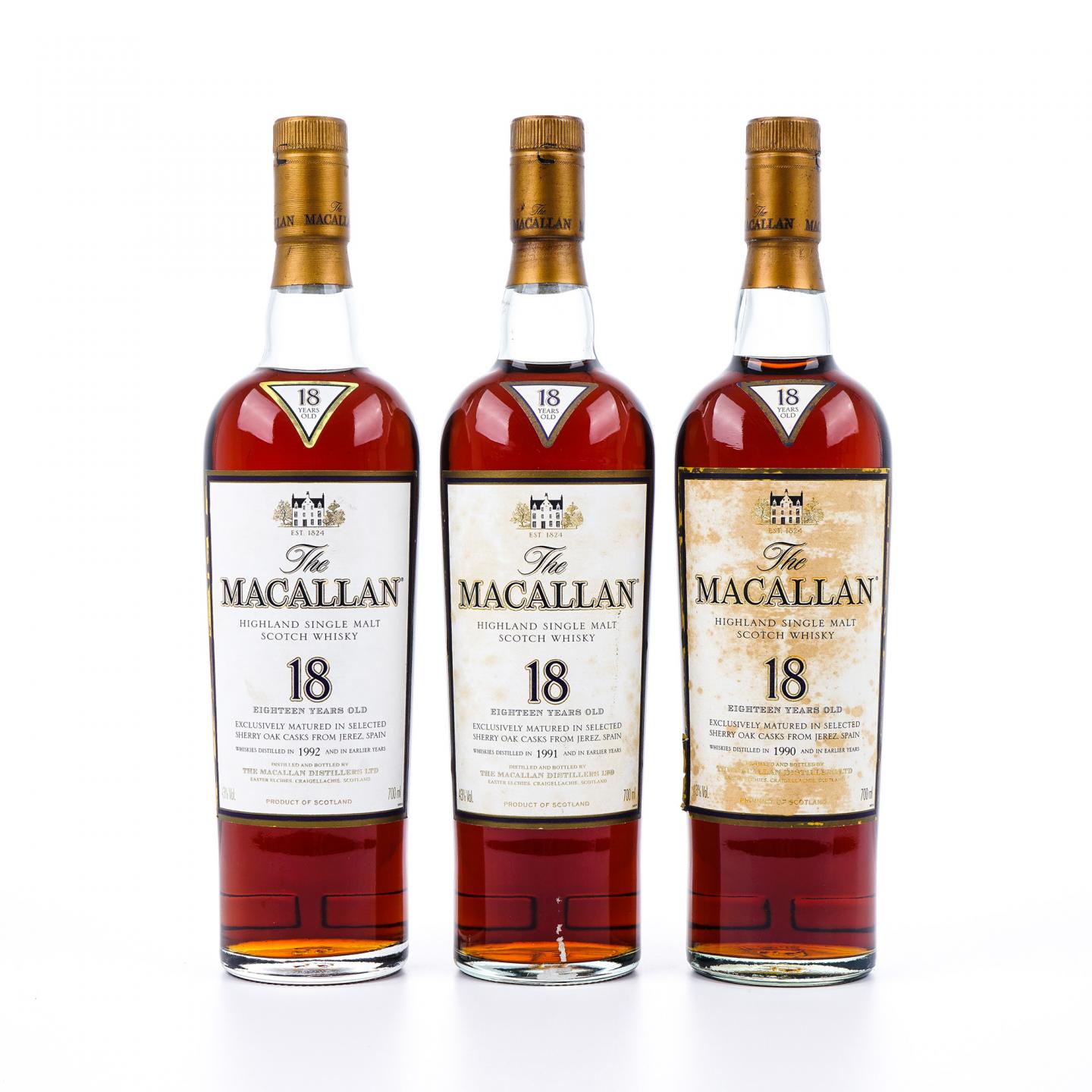 Macallan 麦卡伦 18年 1990/1991/1992 雪莉桶 3瓶组