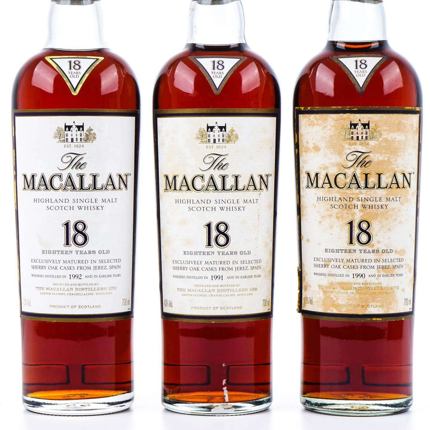 Macallan 麦卡伦 18年 1990/1991/1992 雪莉桶 3瓶组